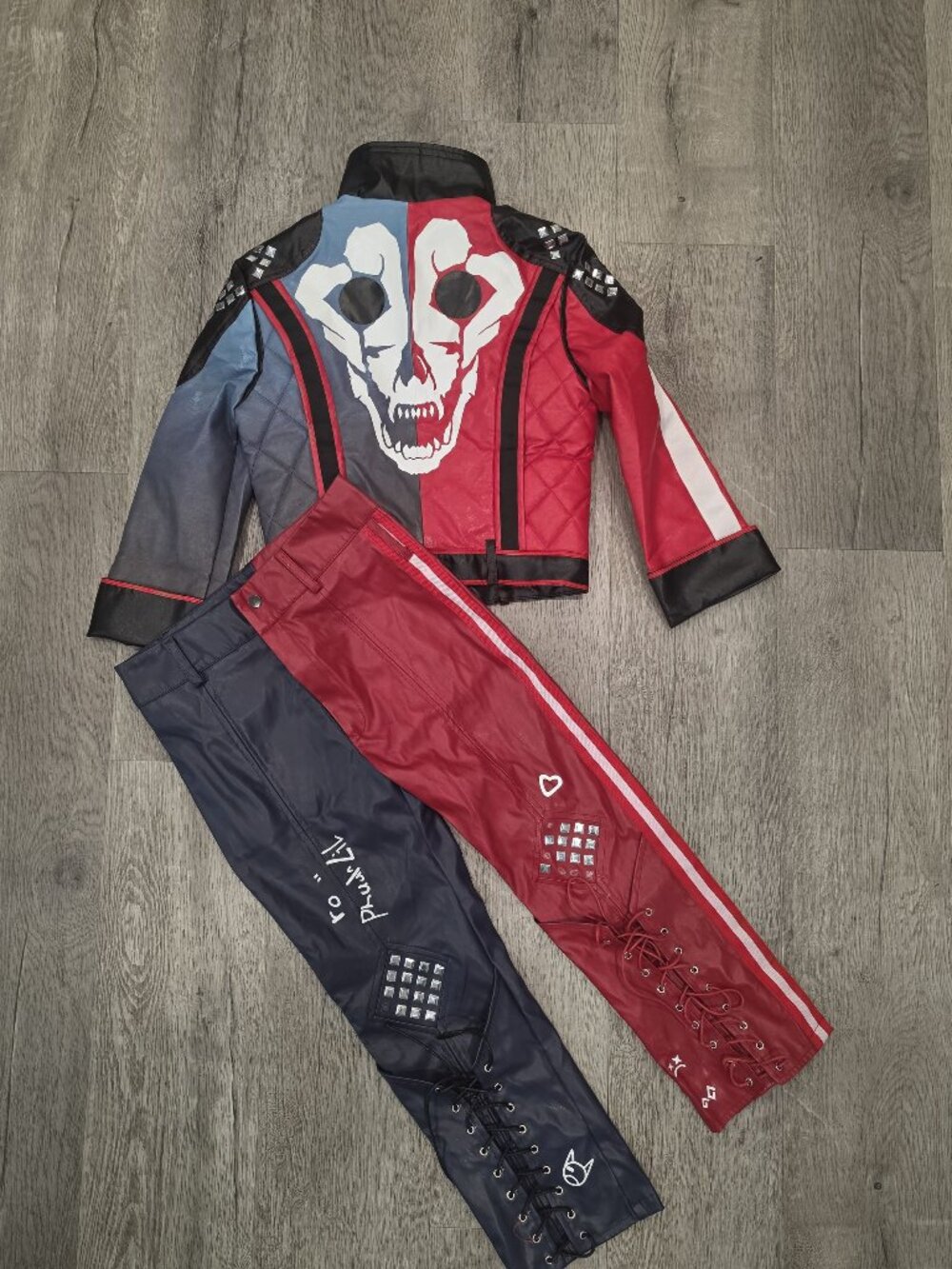 Harley Quinn suicide squad costume cosplay halloween Skull Print & Stud detail